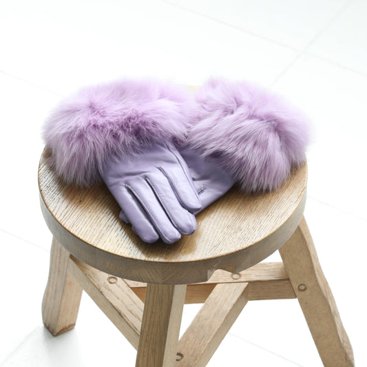 Fur Cuff Leather Gloves